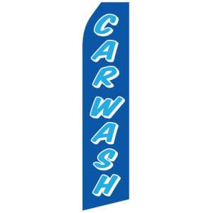 graphic of car wash econo stock flag. blue background with light blue text