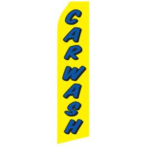 Graphic yellow car wash econo stock flag. Yellow background with blue text