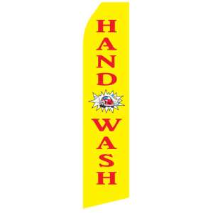 Graphic of yellow 100% hand wash econo stock flag