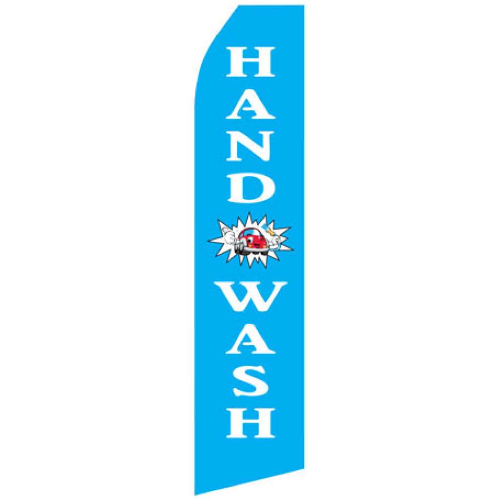 Graphi of blue hand wash econo stock flag. Blue flag with white text.