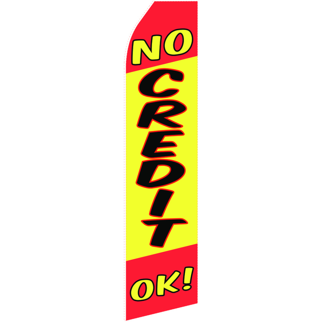 no credit ok yellow and red stock flag